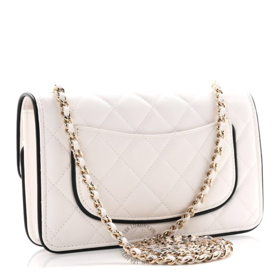 Túi xách Chanel Lambskin Quilted Resin CC Mini Flap Bag White Black FPTC034