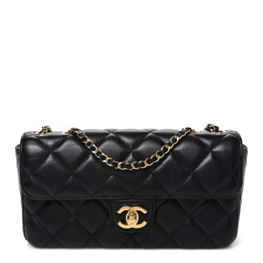 Túi xách Chanel Lambskin Quilted Small East West Flap Black FPTC238