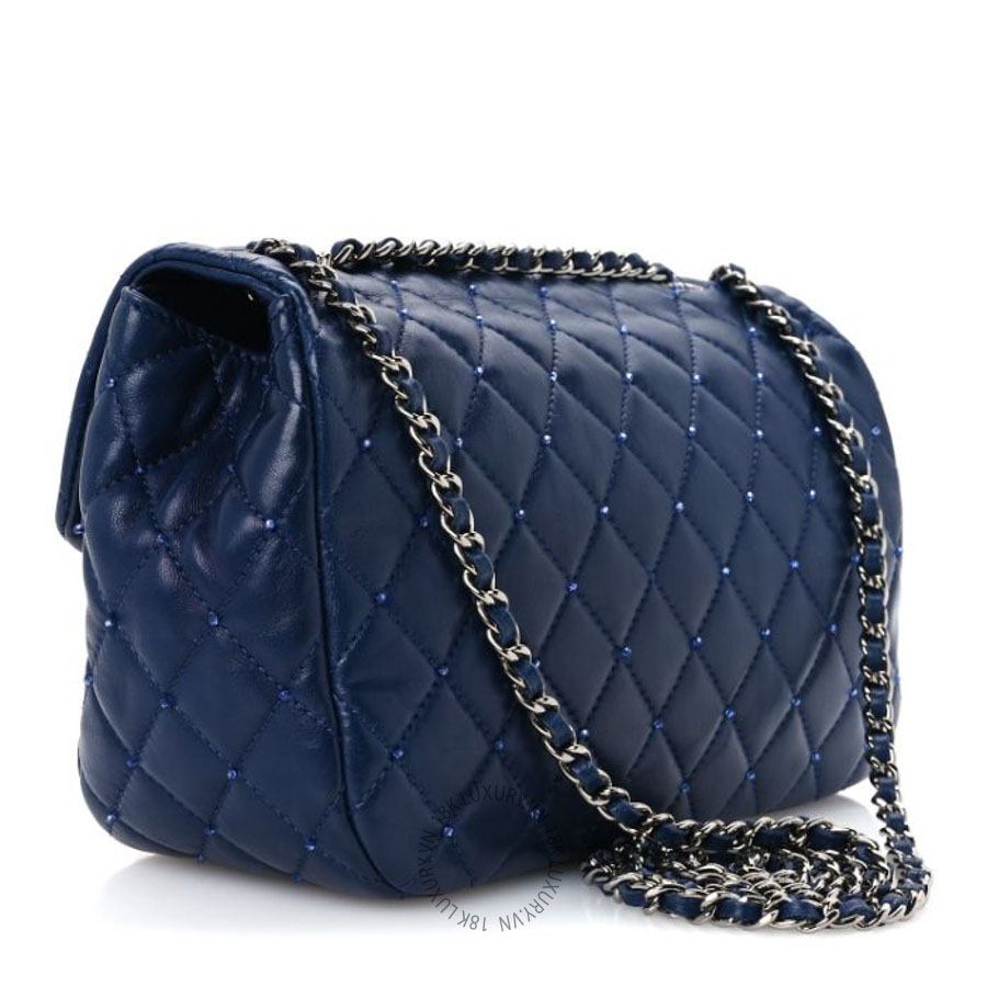 Túi xách Chanel Lambskin Quilted Strass Flap Dark Blue FPTC586