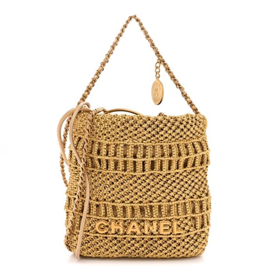 Túi Xách Chanel Metallic Calfskin Macrame Mini Chanel 22 Gold CVB987