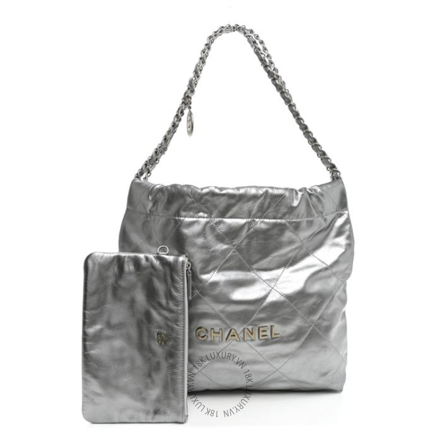 Túi Xách Chanel Metallic Calfskin Quilted Small Chanel 22 Silver CVB768