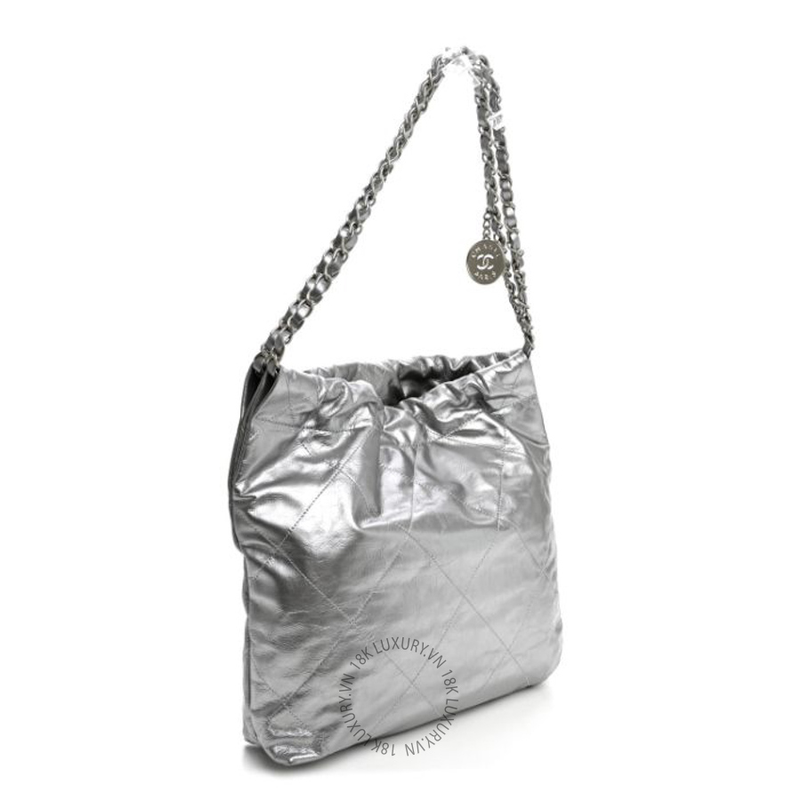 Túi Xách Chanel Metallic Calfskin Quilted Small Chanel 22 Silver CVB768 10 Túi Xách Chanel Metallic Calfskin Quilted Small Chanel 22 Silver CVB768
