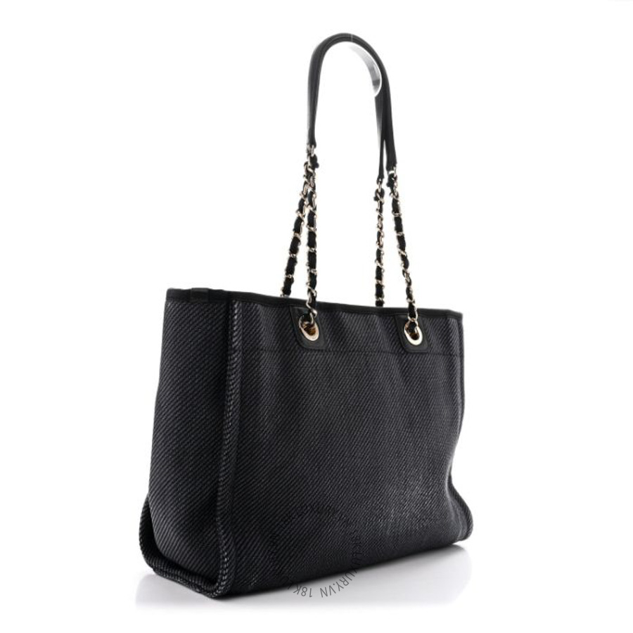 Túi Xách Chanel Mixed Fibers Calfskin Small Deauville Tote Black CVB662