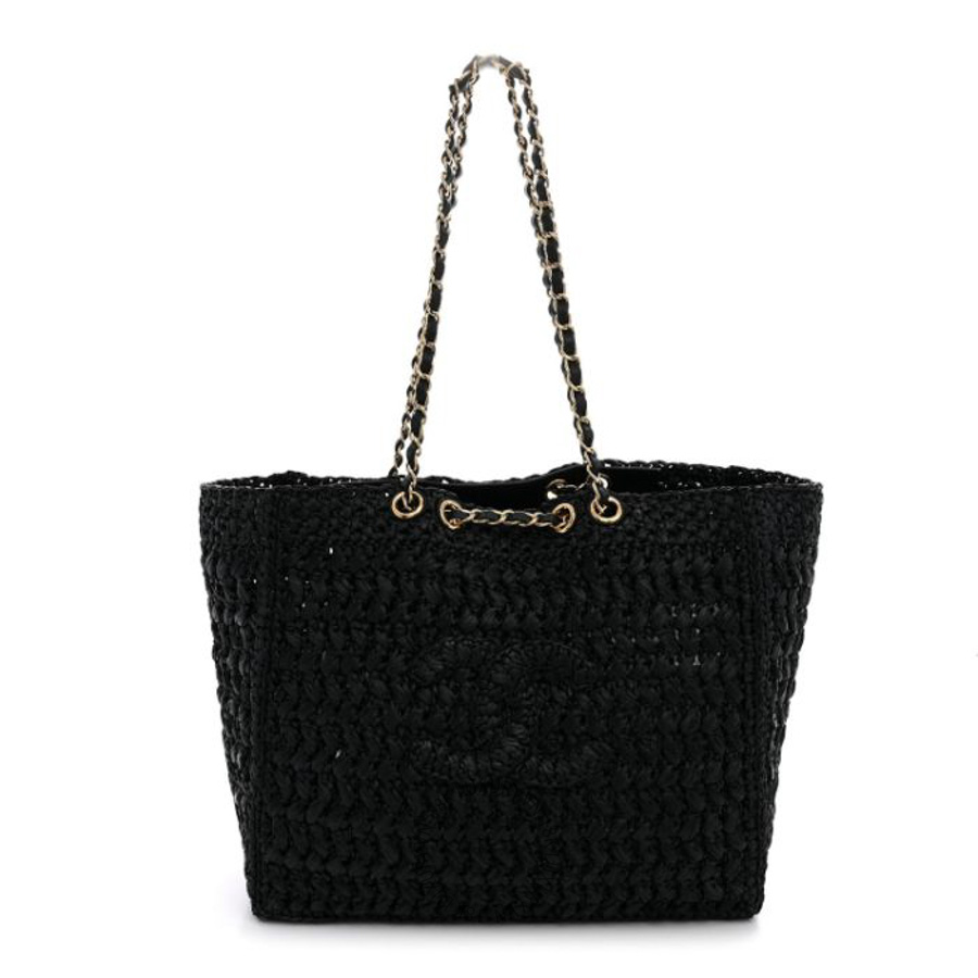 Túi xách Chanel Raffia Effect Calfskin Coco Beach Shopping Tote Black FPTC925