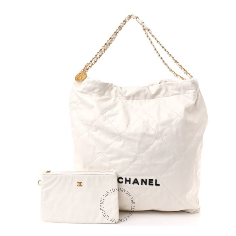 Túi Xách Chanel Shiny Calfskin Quilted Large Chanel 22 White Black CVB531