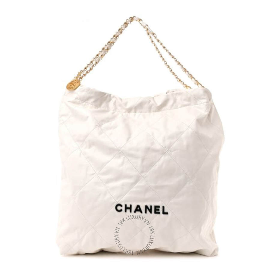 Túi Xách Chanel Shiny Calfskin Quilted Large Chanel 22 White Black CVB531