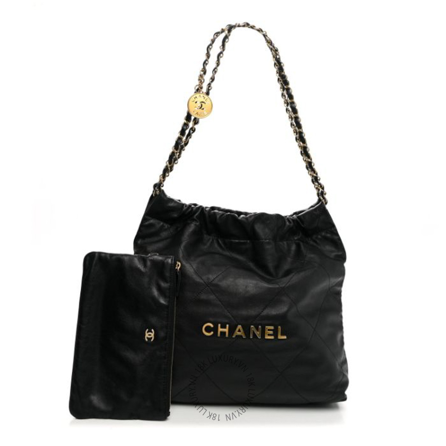 Túi Xách Chanel Shiny Calfskin Quilted Small Chanel 22 Black CVB369