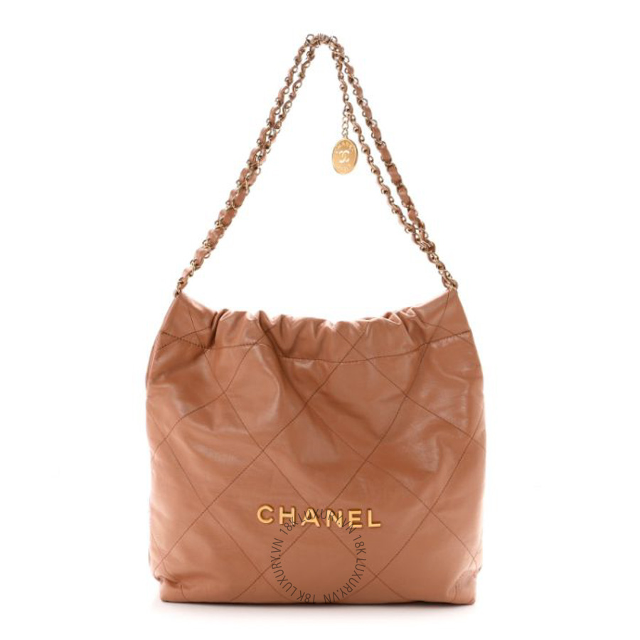 Túi Xách Chanel Shiny Calfskin Quilted Small Chanel 22 Camel CVB364
