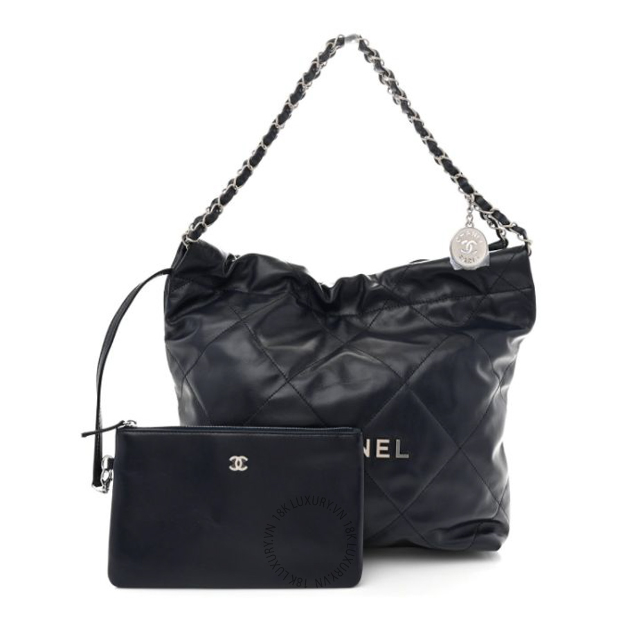 Túi Xách Chanel Shiny Calfskin Quilted Small Chanel 22 Navy CVB176