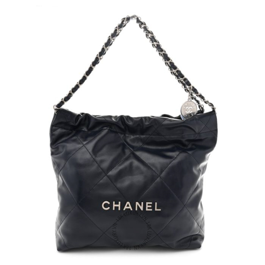 Túi Xách Chanel Shiny Calfskin Quilted Small Chanel 22 Navy CVB176