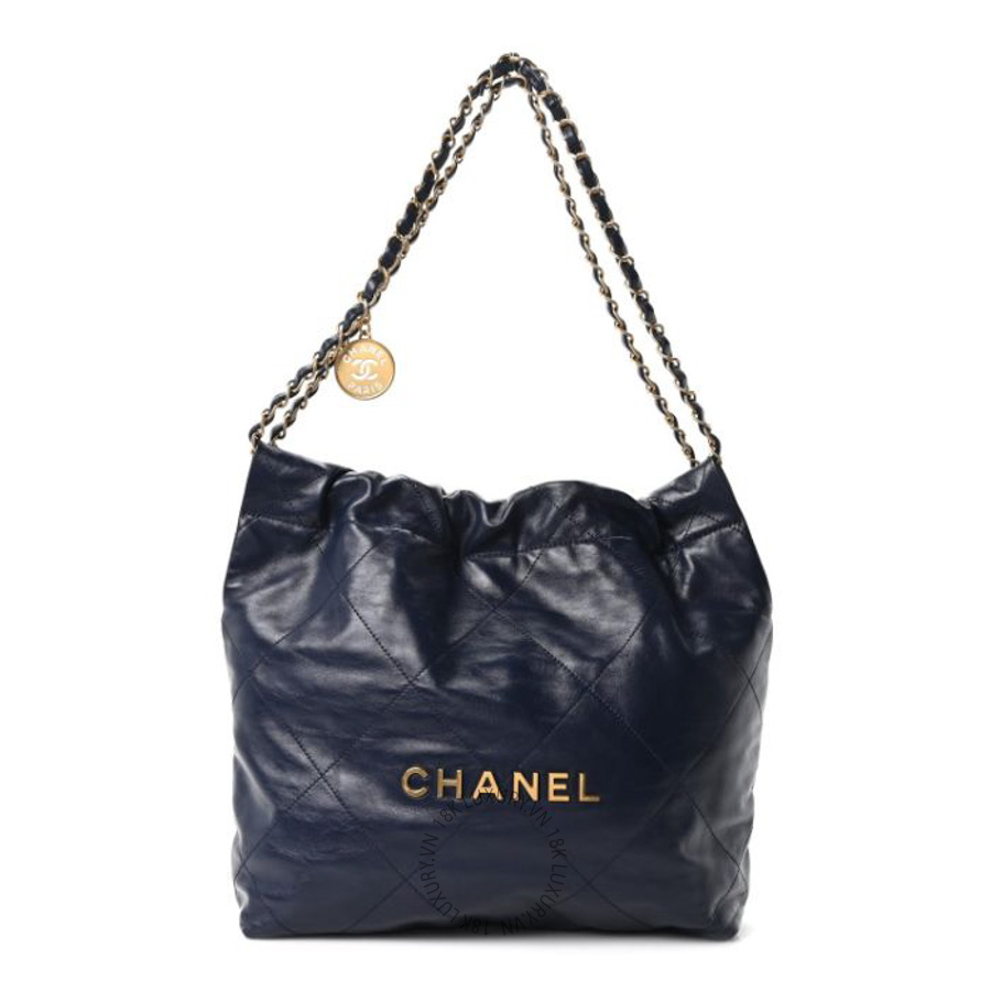 Túi Xách Chanel Shiny Calfskin Quilted Small Chanel 22 Navy CVB683