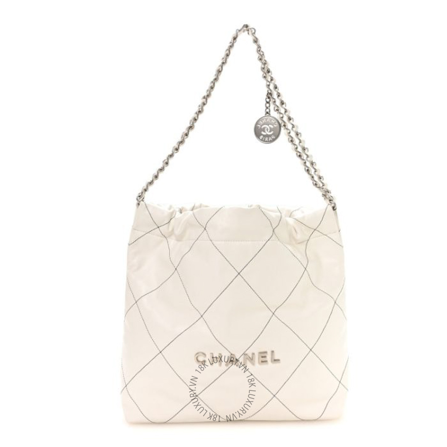 Túi Xách Chanel Shiny Calfskin Quilted Small Chanel 22 White Black CVB667