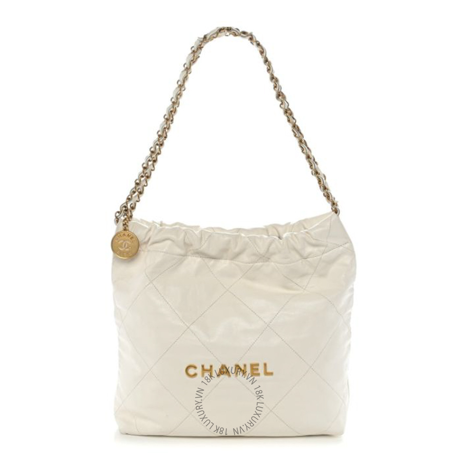 Túi Xách Chanel Shiny Calfskin Quilted Small Chanel 22 White CVB117