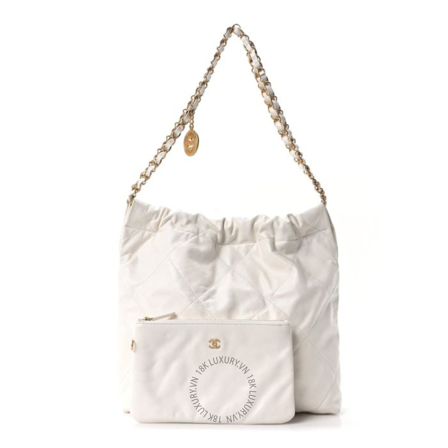 Túi Xách Chanel Shiny Calfskin Quilted Small Chanel 22 White CVB239