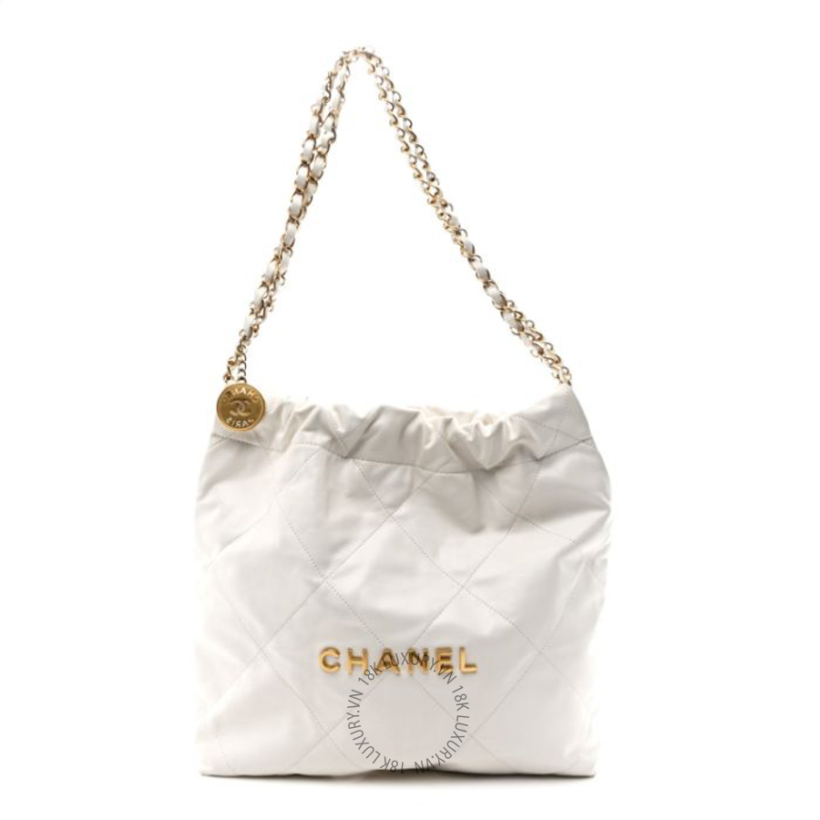 Túi Xách Chanel Shiny Calfskin Quilted Small Chanel 22 White CVB253