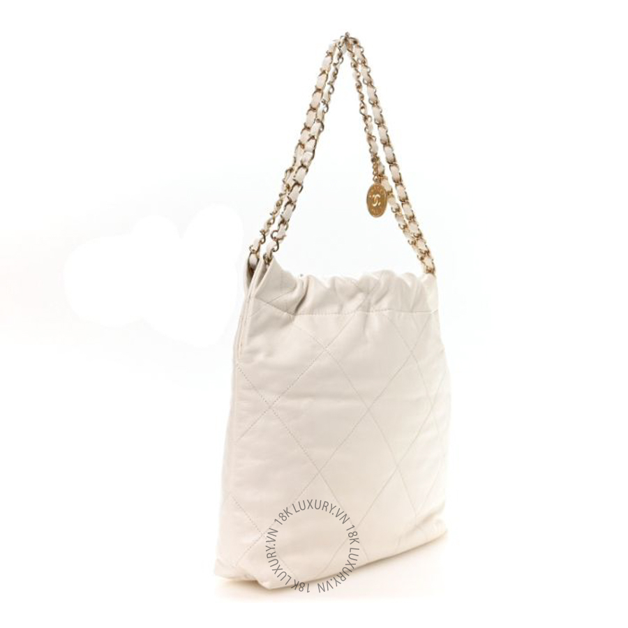 Túi Xách Chanel Shiny Calfskin Quilted Small Chanel 22 White CVB854