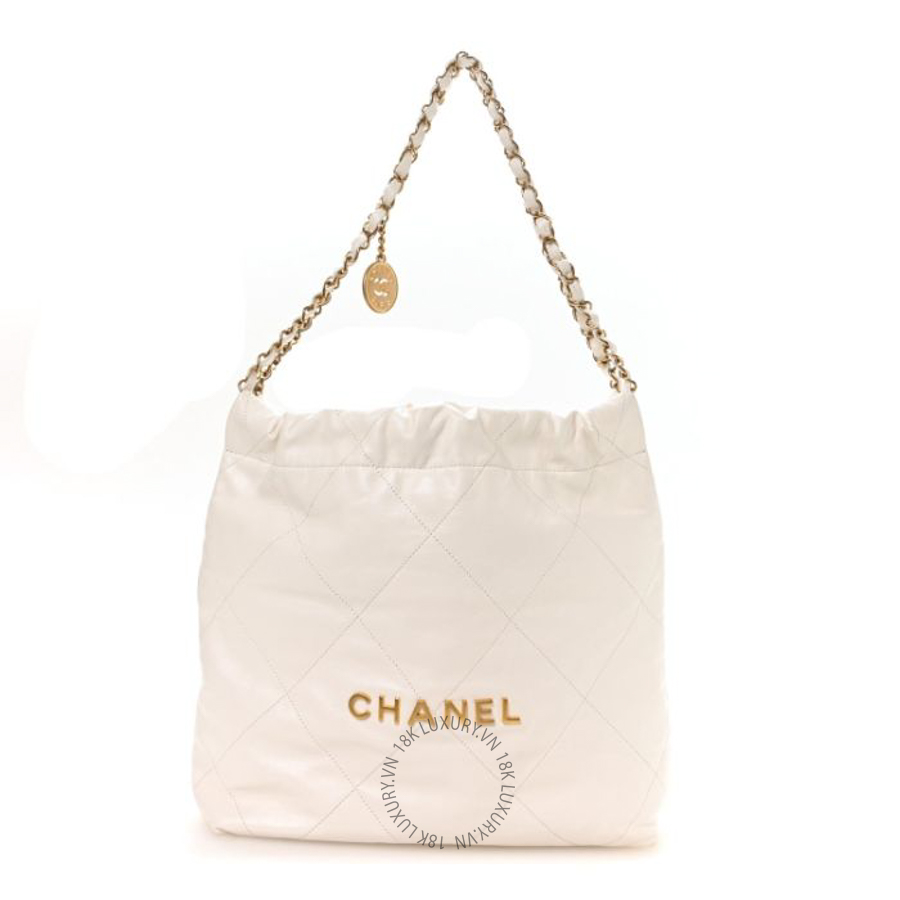 Túi Xách Chanel Shiny Calfskin Quilted Small Chanel 22 White CVB854
