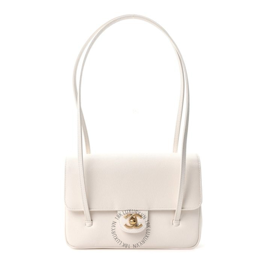 Túi xách Chanel Shiny Caviar Preppy Coco Small Flap White FPTC429