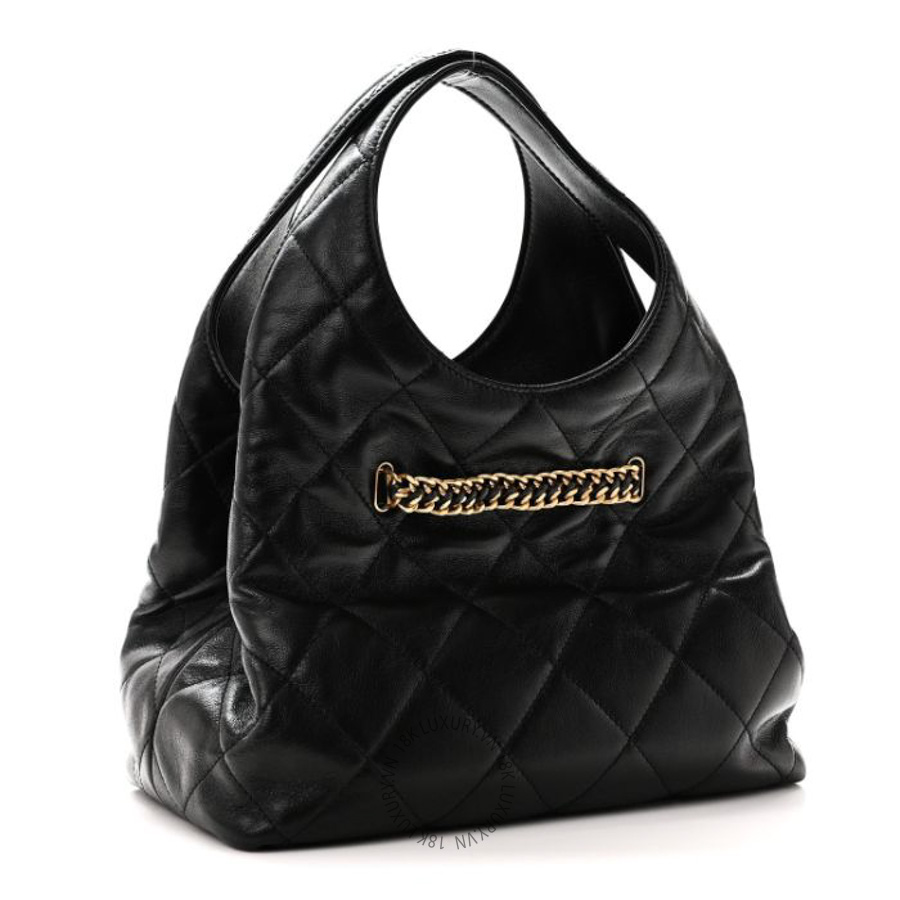 Túi Xách Chanel Shiny Lambskin Quilted CC Belt Shopping Bag Black CVB1132