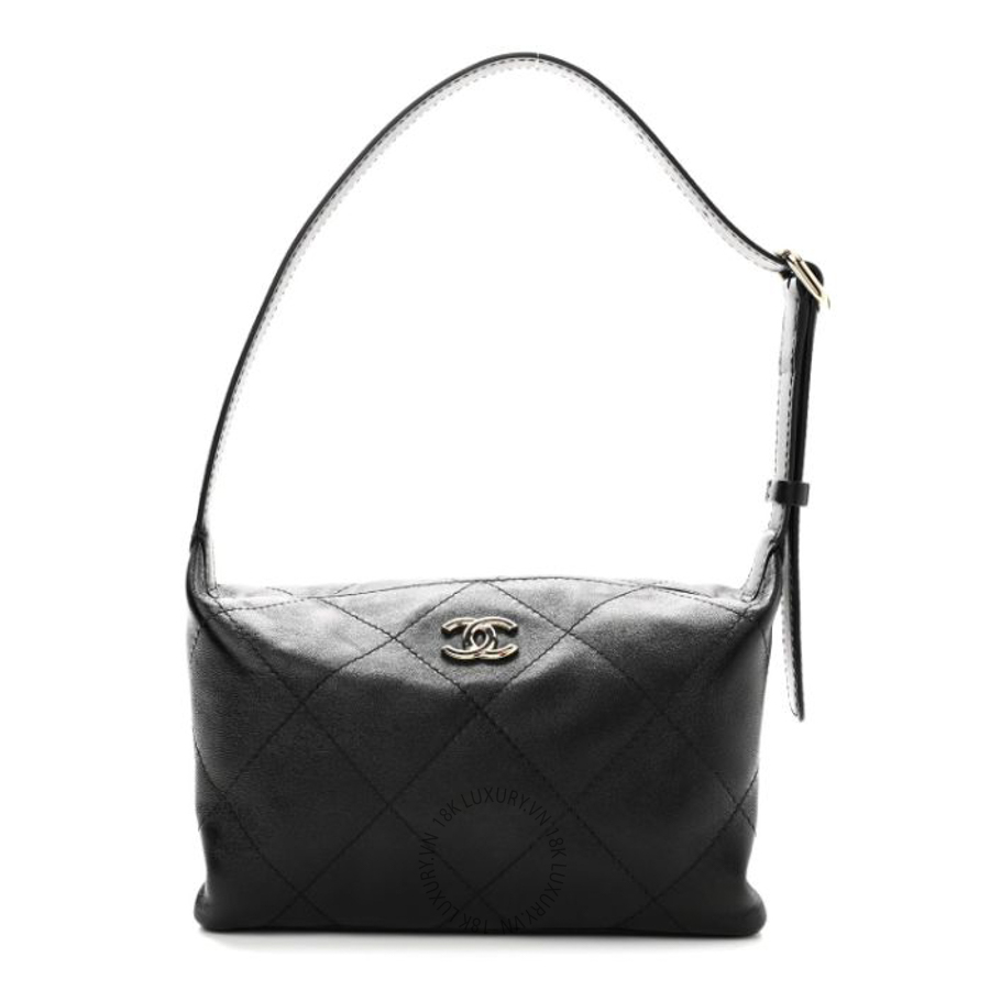 Túi xách Chanel Shiny Lambskin Quilted Large Hobo Bag Black FPTC780