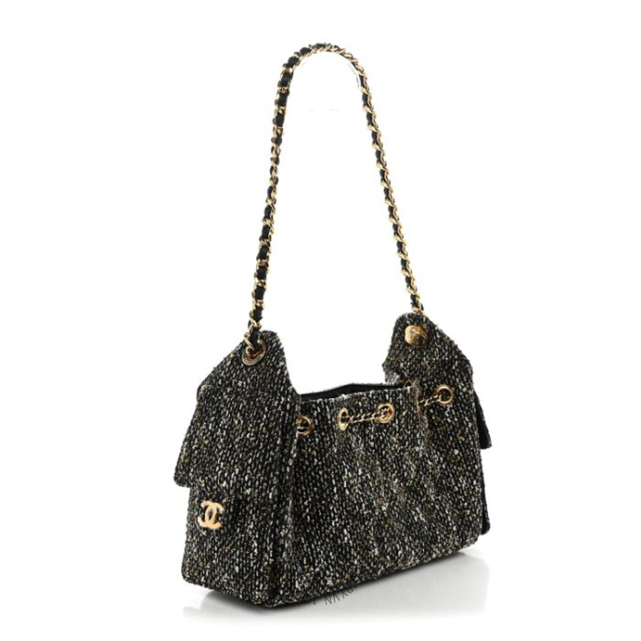 Túi xách Chanel Tweed Quilted Mini Chanel 25 Handbag Black Ivory FPTC1073