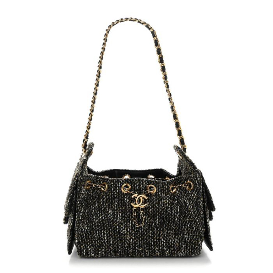 Túi xách Chanel Tweed Quilted Mini Chanel 25 Handbag Black Ivory FPTC1073