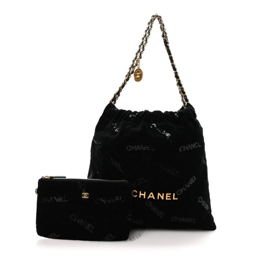 Túi Xách Chanel Velvet Sequin Quilted Chanel 22 Black CVB644