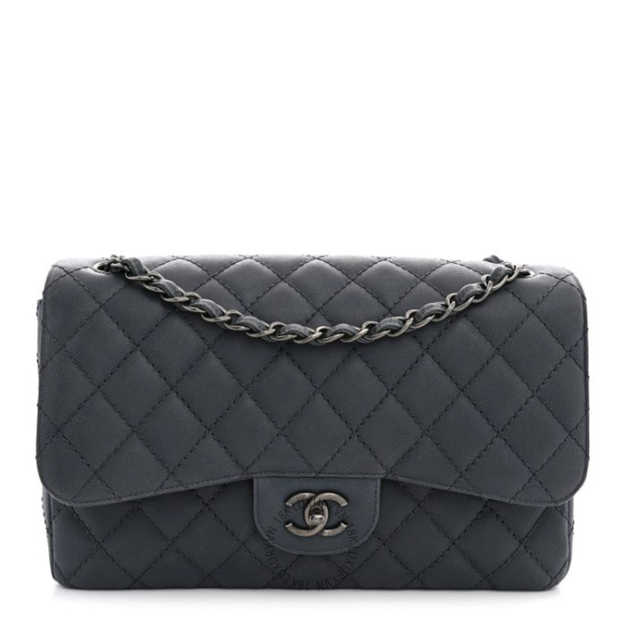 Túi xách Chanel Washed Caviar Quilted Jumbo Double Flap Dark Grey FPTC1057