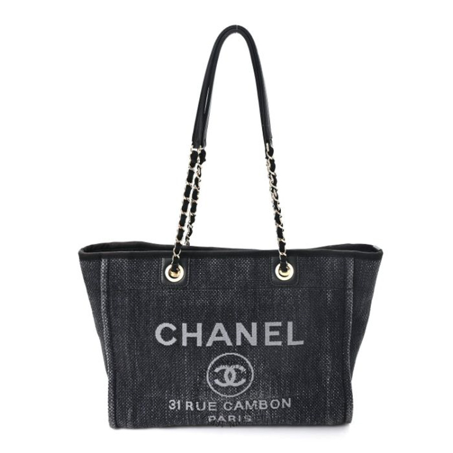 Túi xách Chanel Woven Straw Raffia Small Deauville Tote Charcoal FPTC836