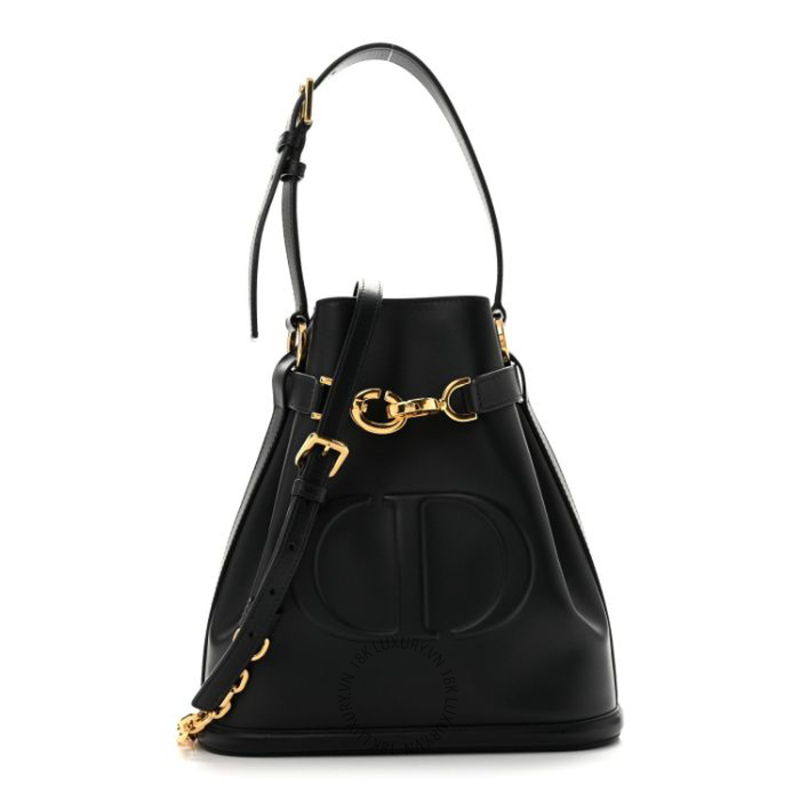 Túi xách Christian Dior Calfskin CD Embossed Medium C'est Chain Bucket Bag Black FPTD266