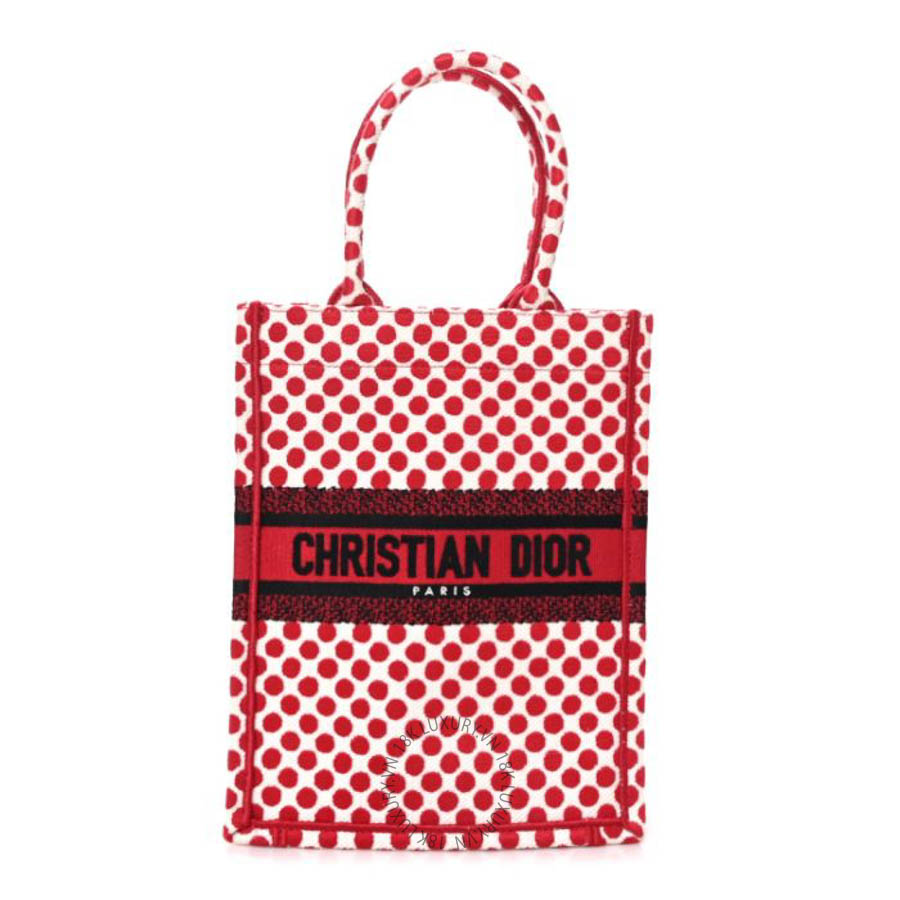 Túi xách Christian Dior Canvas DiorAmour Dots Vertical Book Tote Red FPTD211