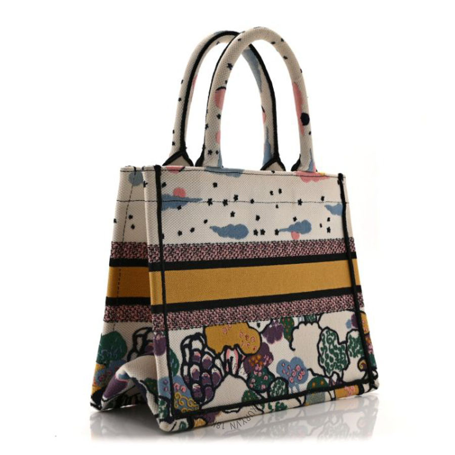Túi xách Christian Dior Canvas Embroidered Ciel De Reve Small Book Tote Latte Multicolor FPTD062
