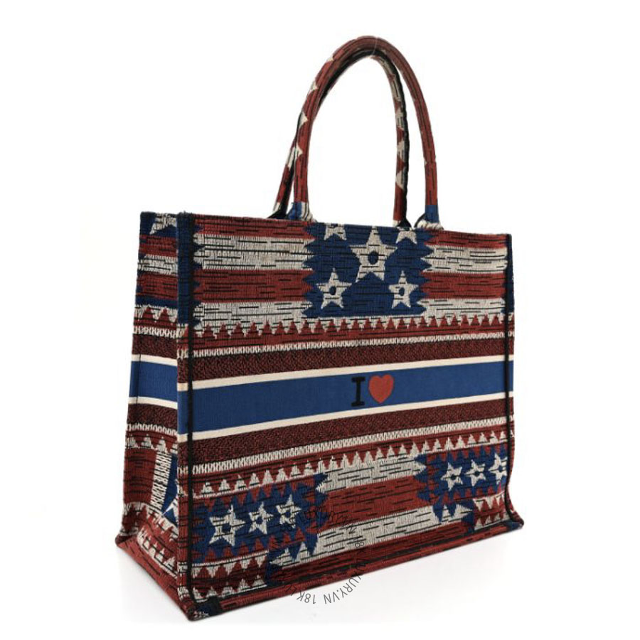 Túi Xách Christian Dior Canvas Embroidered Large Exclusive US Book Tote Multicolor SPSS010