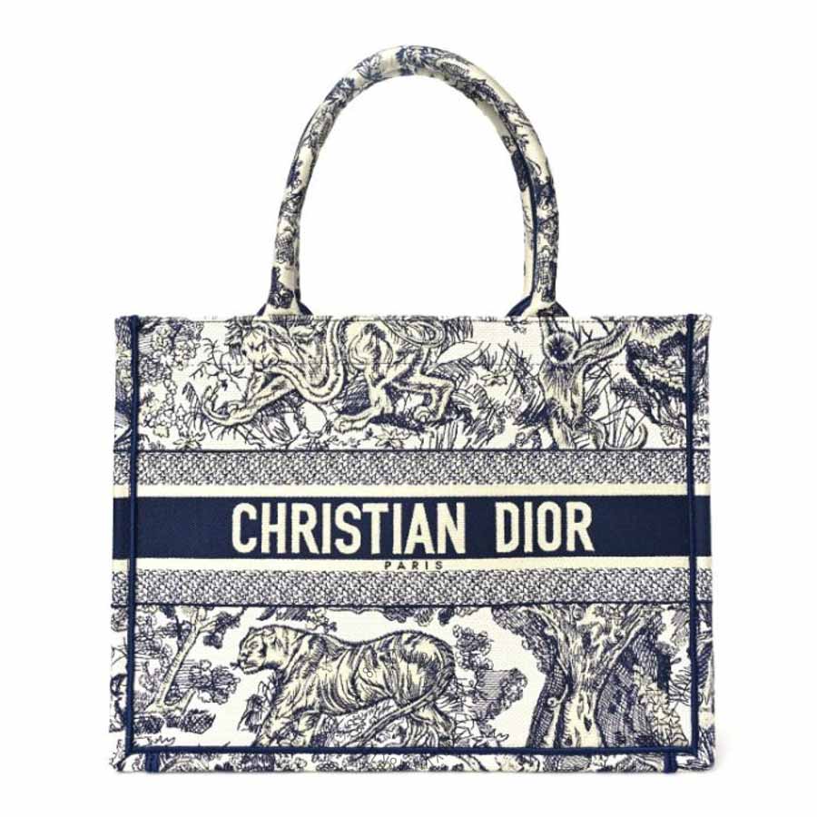 Túi xách Christian Dior Canvas Embroidered Medium Dioriviera Toile De Jouy Book Tote Blue DIO027