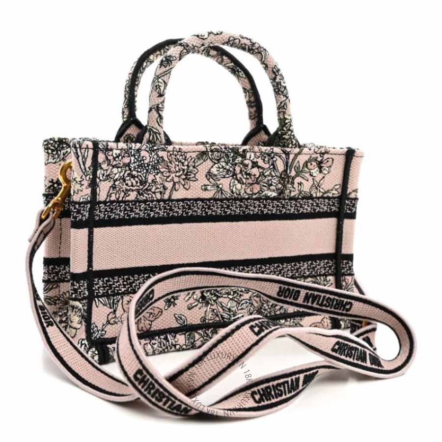 Túi xách Christian Dior Canvas Embroidered Mini Book Tote With Strap Pink Multicolor DIO105