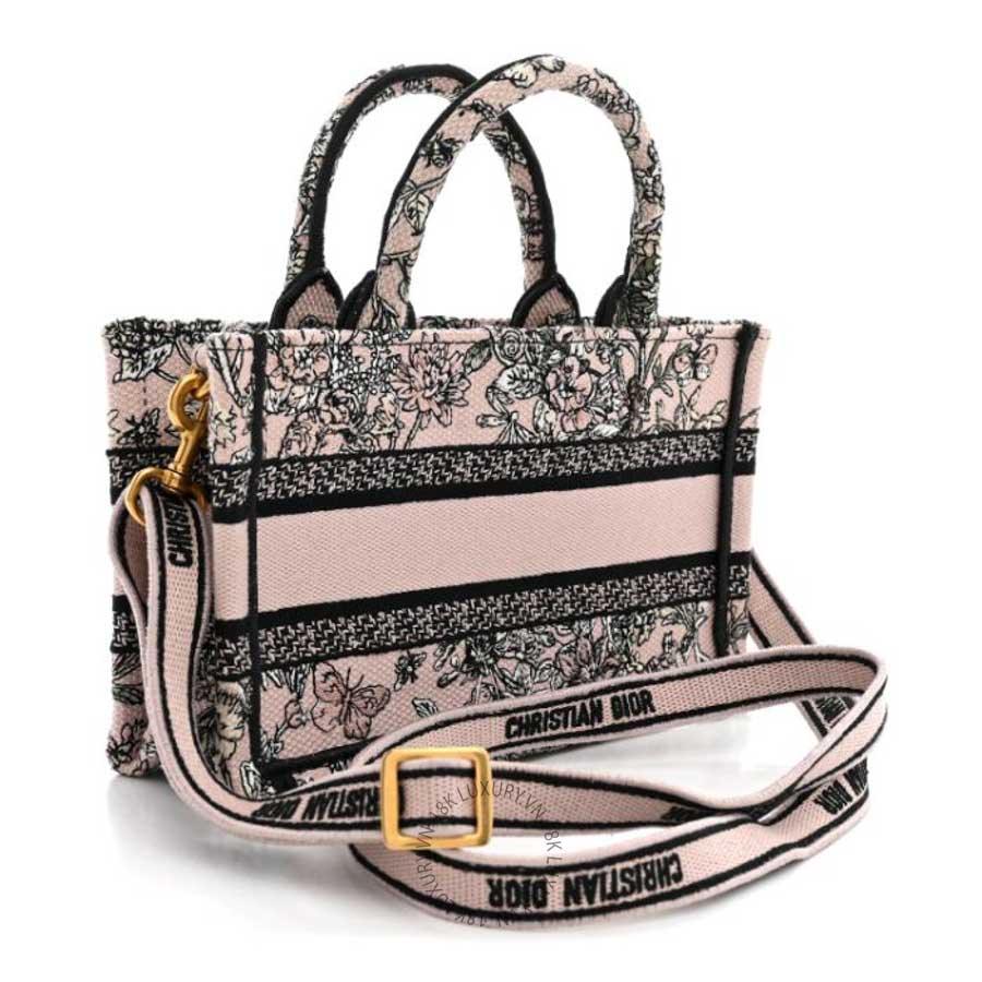 Túi xách Christian Dior Canvas Embroidered Mini Book Tote With Strap Pink Multicolor DIO146