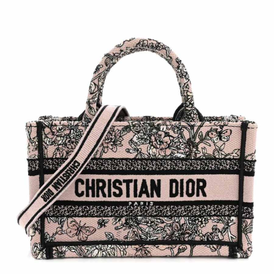 Túi xách Christian Dior Canvas Embroidered Mini Book Tote With Strap Pink Multicolor DIO146