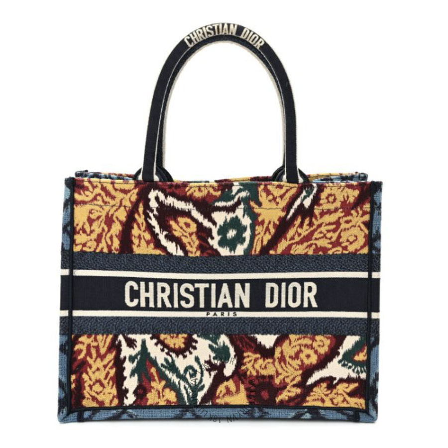 Túi Xách Christian Dior Canvas Embroidered Paisley Medium Book Tote Blue Multicolor SPSS022