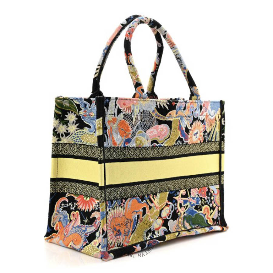 Túi Xách Christian Dior Canvas Zodiac Fantastico Embroidered Medium Book Tote Black Multicolor SPSS245