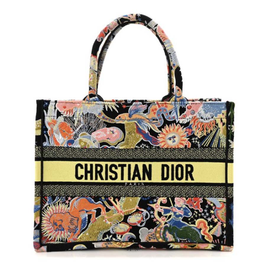 Túi Xách Christian Dior Canvas Zodiac Fantastico Embroidered Medium Book Tote Black Multicolor SPSS245