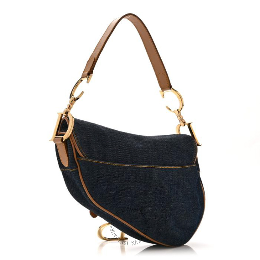 Túi xách Christian Dior Denim Calfskin Saddle Bag Blue FPTD033