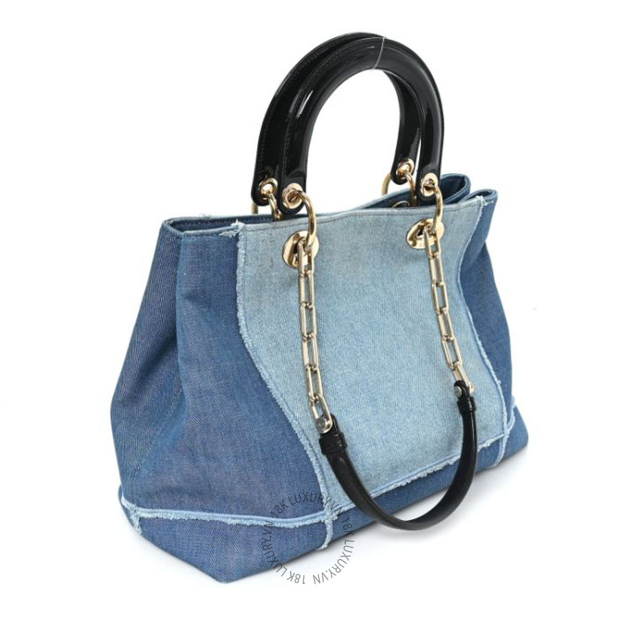 Túi xách Christian Dior Denim Dior D Light Tote Blue DIO138