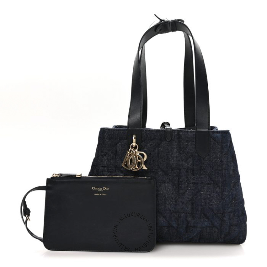 Túi Xách Christian Dior Denim Graphic Cannage Medium Toujours Blue SPSS111