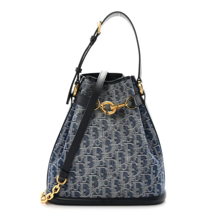 Túi xách Christian Dior Denim Oblique Jacquard Medium C'est Chain Bucket Bag Denim Blue FPTD278