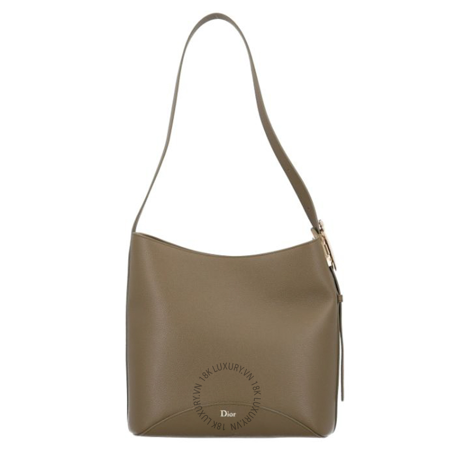 Túi xách Christian Dior Grained Calfskin Medium Medaillon Bucket Bag Khaki DIO047