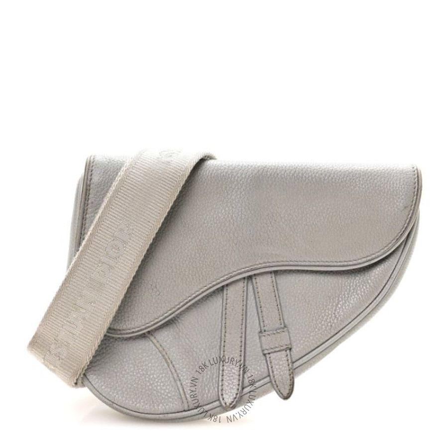 Túi xách Christian Dior Grained Calfskin Mens Mini Saddle Bag Gray FPTD286