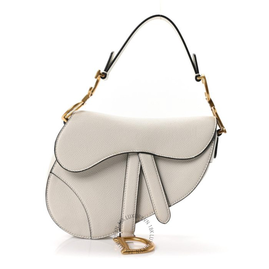 Túi xách Christian Dior Grained Calfskin Mini Saddle Bag White DIO128