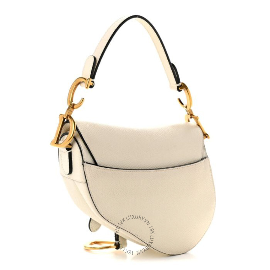 Túi xách Christian Dior Grained Calfskin Mini Saddle Bag White DIO224