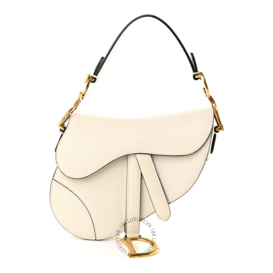 Túi xách Christian Dior Grained Calfskin Mini Saddle Bag White DIO224