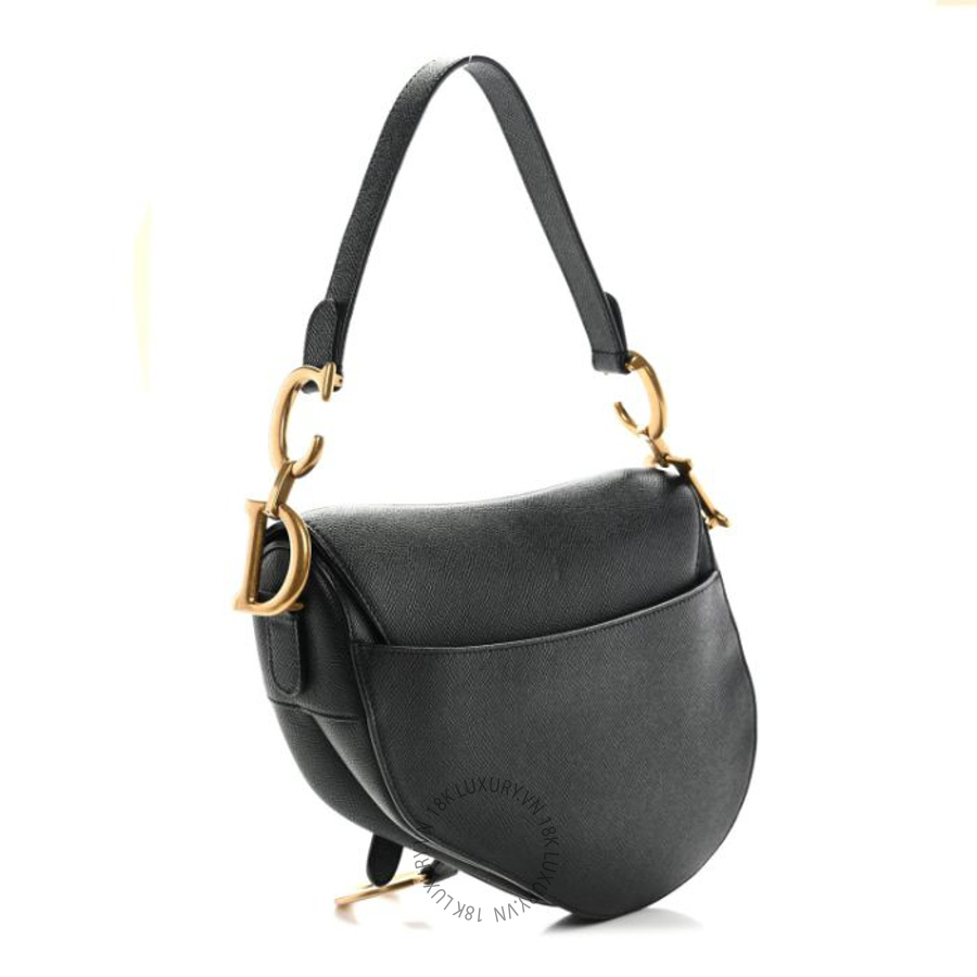 Túi xách Christian Dior Grained Calfskin Saddle Bag Black DIO066